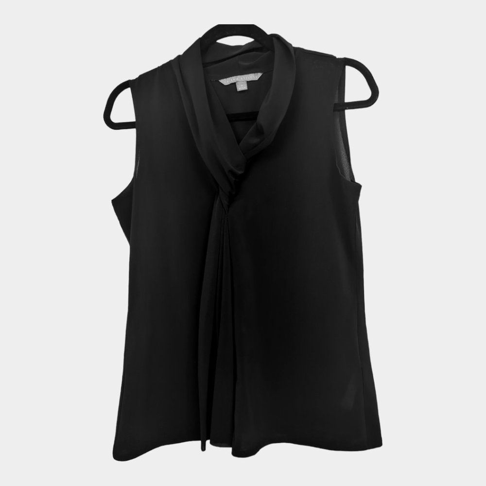 Valerie Stevens Black V-Neck Sleeveless Dressy Sleeveless Top Size Medium